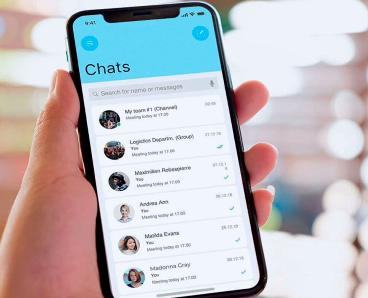 Messenger with chats on the iPhone screen